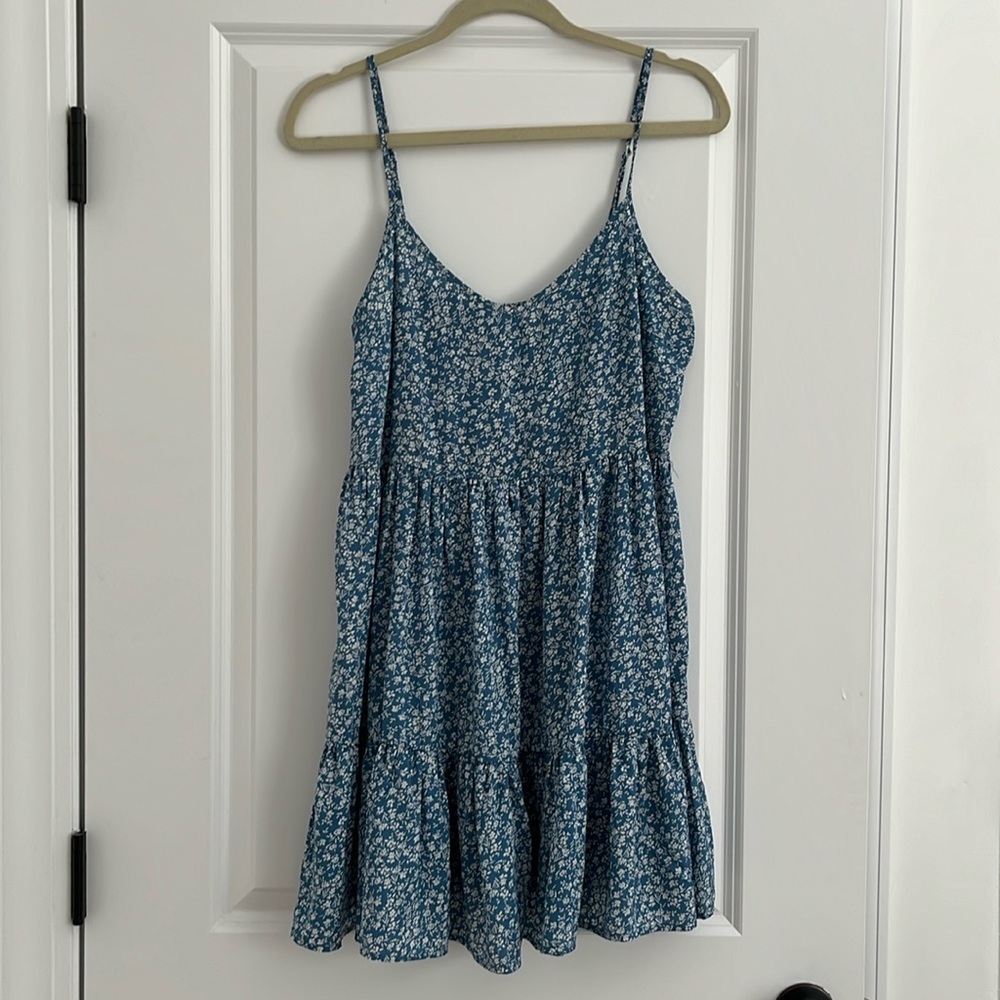 Short Light Blue Floral Dress